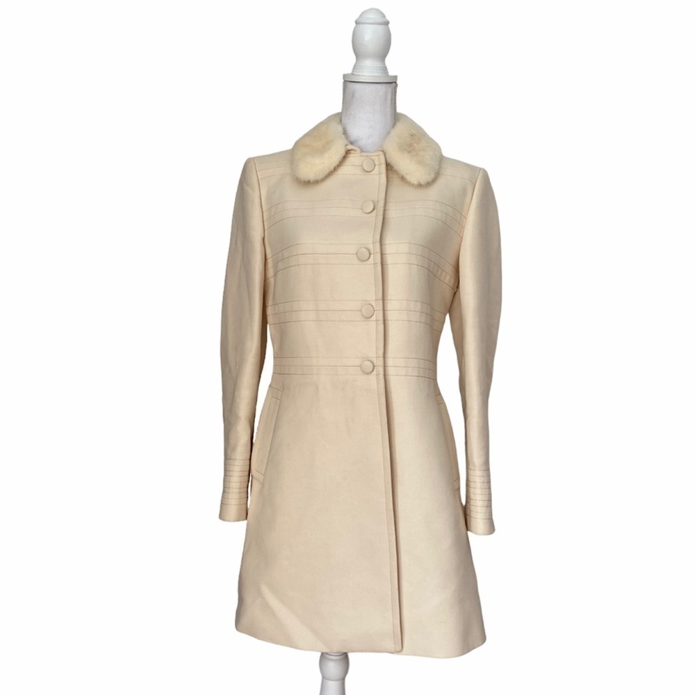 Blumarine- Ivory Peacoat with Fur Collar